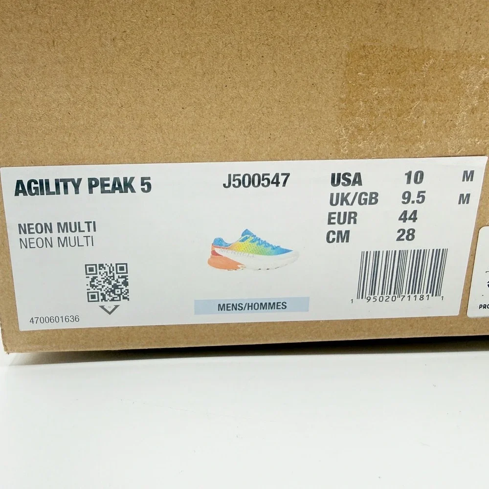 Merrell Agility Peak‎ 5 Shoes Size 10 Mens Neon Rainbow J500547, New